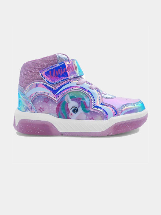 Disney Παιδικά Sneakers High με Φωτάκια Ροζ