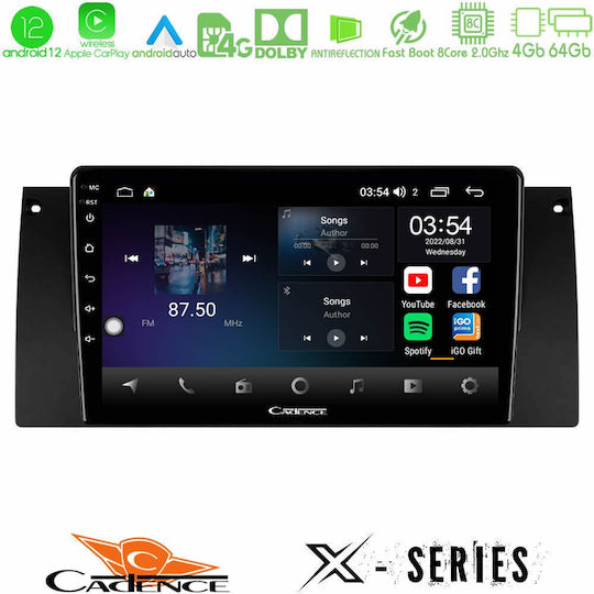 Cadence Sistem Audio Auto pentru BMW E39 / X5 (E53) / X5 Land Rover Range Rover 2022-2023 (Bluetooth/USB/WiFi/GPS/Apple-Carplay/Android-Auto) cu Ecran Tactil 9"