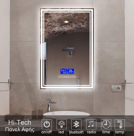 Rechteckiger Badezimmerspiegel Led Berührung mit Bluetooth 50x90cm