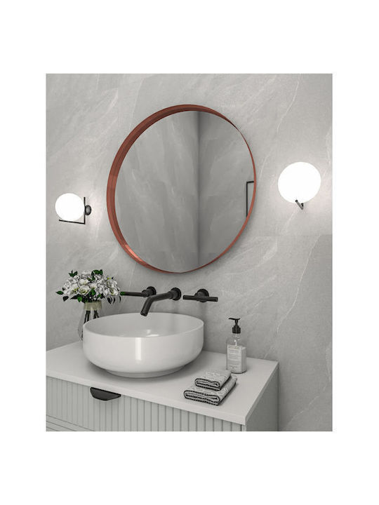 Project Round Bathroom Mirror made of Metal 42x42cm Orange