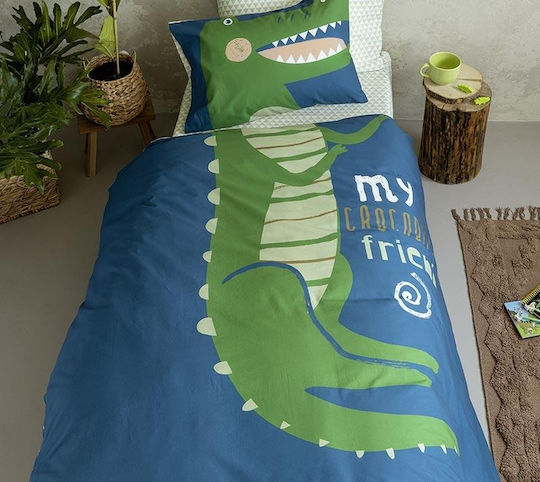 Nima Single Set Crocodile Blue 170x255cm