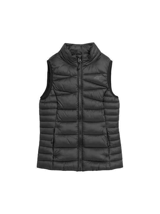 4F Casual Jacket Black Sleeveless with Ηood