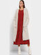 Long Women's Knitted Cardigan with Buttons Chalk