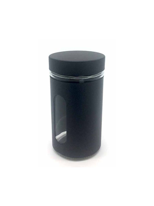 Βάζο Γενικής Χρήσης με Καπάκι Μεταλλικό σε Μαύρο Χρώμα