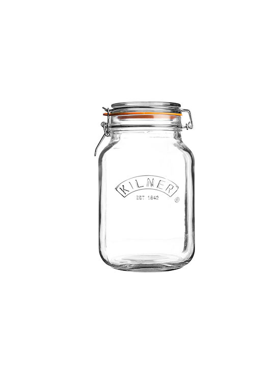 KIlner Glass Coffee Jar for General Use with Airtight Lid Transparent 1500ml 1 Piece
