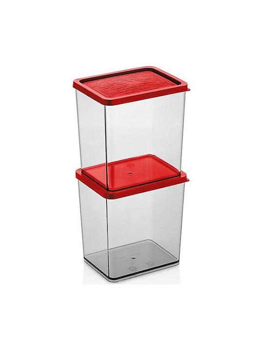 Qlux Qlux Lebensmittelgläser & Behälter mit Deckel Kunststoff Rote 600ml 2 Stück