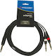 Accu-Cable Кабел 6,3 мм мъжки - 6,3 мм мъжки 3м Черен (AC-J6S-2J6M/3)