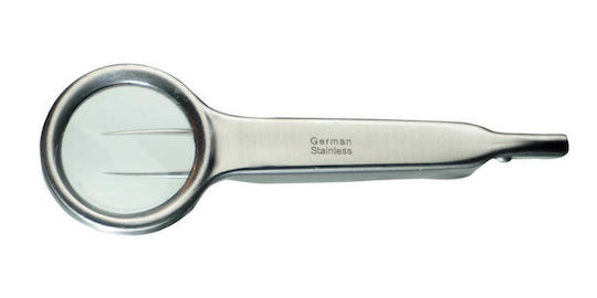 Eyebrow Tweezer with Straight Nose and Lens Silver