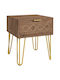 Bedside Tables Wooden with Metal Legs Brown 2 Pieces 39.5x41x49cm