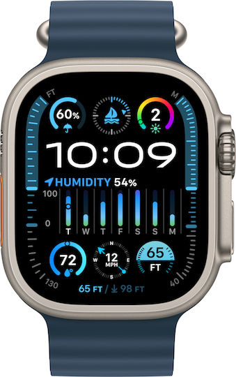Apple Watch Ultra 2 Titanium 49mm Waterproof with eSIM and Heart Rate Monitor (Blue Ocean Band)