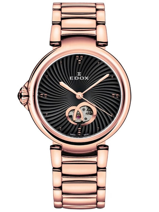 Edox Γυναικείο Ρολόι 33mm Αυτόματο με Ροζ Χρυσό...