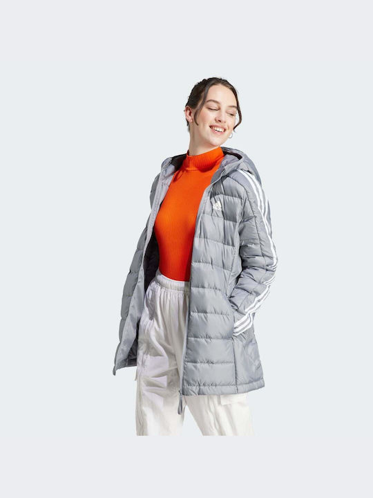 Adidas Essentials 3-stripes Light Ανδρικό Χειμωνιάτικο Μπουφάν Παρκά Γκρι