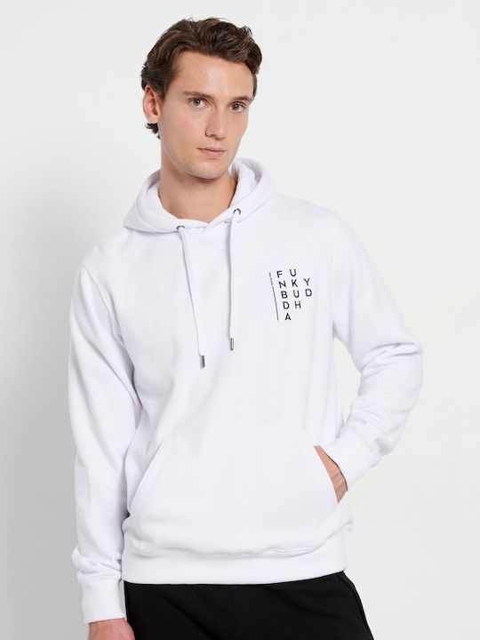 Funky Buddha Men's Sweatshirt with Hood White