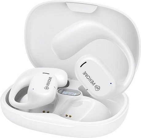 WK VA15 Open Ear Bluetooth Handsfree Ακουστικά με Θήκη Φόρτισης Λευκά