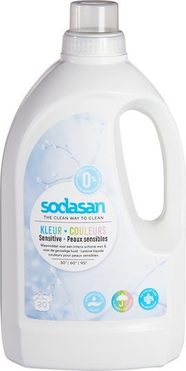 Sodasan Liquid Detergent with Fragrance Λεμόνι for Sensitive & Coloreds Clothes 1.5lt (20 Measuring Cups)