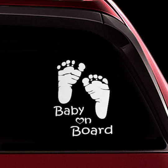 Frisky Σήμα Baby on Board με Αυτοκόλλητο Σήμα Λευκό