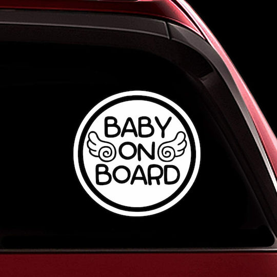 Frisky Σήμα Baby on Board με Αυτοκόλλητο Σήμα Λευκό