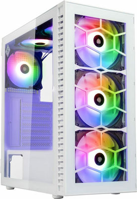 Kolink Observatory HF GLASS White ARGB Gaming Midi Tower Computer Case with Window Panel White