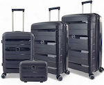 R&J Travel Suitcases Hard Blue with 4 Wheels Set of 4pcs