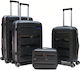 R&J Travel Suitcases Hard Black with 4 Wheels Set of 4pcs