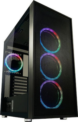 LC-Power Gaming Wanderer X Midi Tower Computer Case with Window Panel and RGB Lighting Black