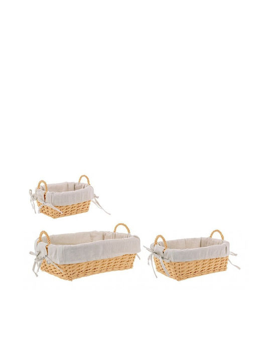 Dekorativer Korb Korbweide mit Griffen Beige 45x35x15cm Bizzotto