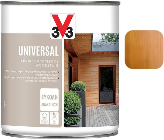 V33 Universal Βερνίκι Εμποτισμού Νερού Δρυς Μεσαία Σατινέ 750ml