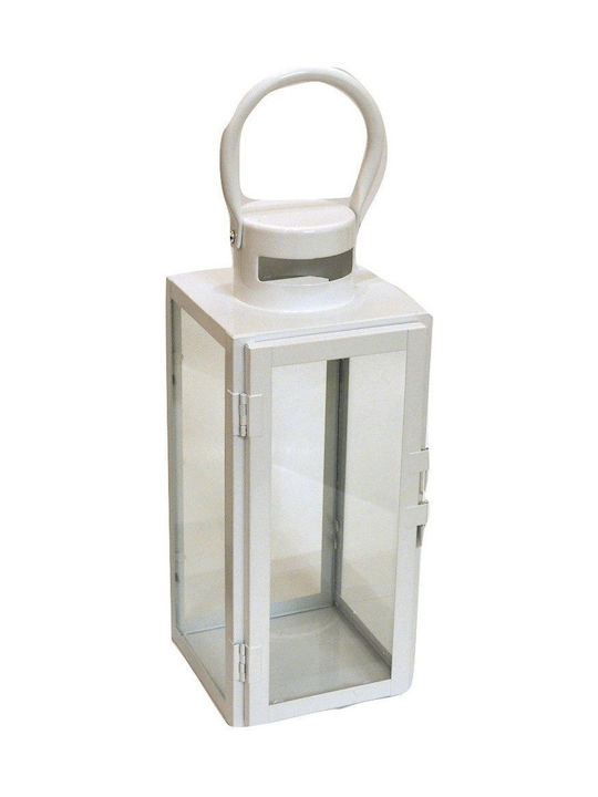 Tabletop Metallic Lantern White 11x11.5x30cm