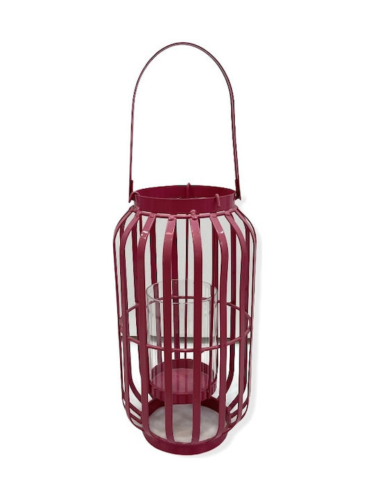 Tabletop Metallic Lantern Pink 16x16x29cm