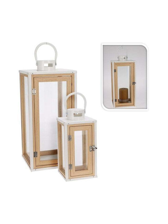 Wooden Lanterns Set White 20x45.5cm 2pcs