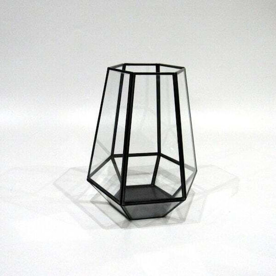 Koopman Tabletop Glass Lantern Black 18x18x25cm