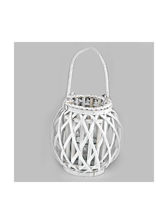 Palma Emporio Tabletop Wooden Lantern White 24cm