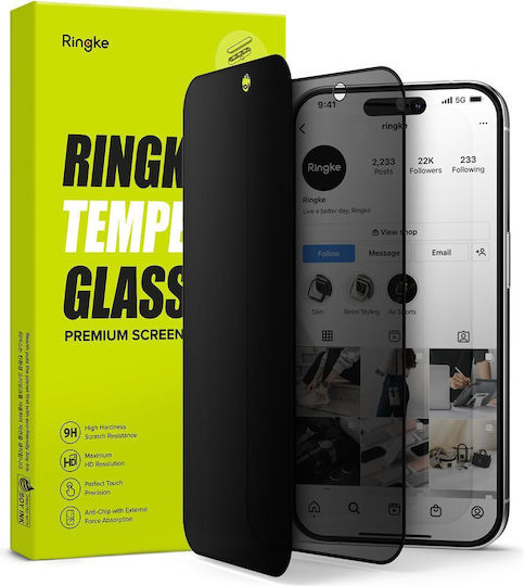 Ringke Privacy Full Face Tempered Glass Μαύρο (iPhone 15 Pro Max)