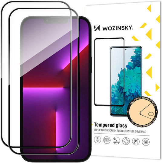 Wozinsky Vollkleber Vollflächig gehärtetes Glas 2Stück Schwarz (iPhone 15)