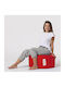 Waterproof Bean Bag Stool Poof Round Red 55x55x30cm