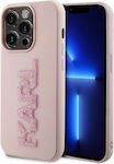 Karl Lagerfeld 3d Logo Glitter Back Cover Silicone / Plastic Durable Pink (iPhone 15 Pro Max)