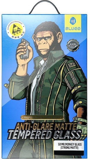 Blueo Mr Monkey Glass 5D Ματ Full Face Tempered Glass Μαύρο (iPhone 15 Pro)