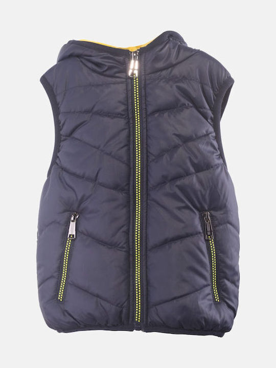 Παιδικό Casual Μπουφάν Αμάνικο Κοντό με Κουκούλα Navy Μπλε