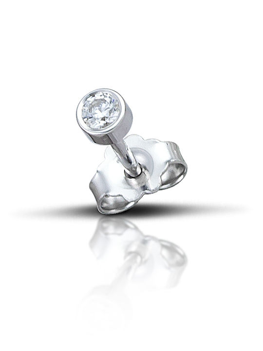 Hillas Men's Single Earring made of White Gold with Stones