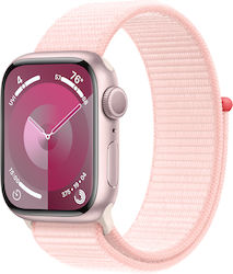 Apple Watch Series 9 Aluminium 41mm Αδιάβροχο με Παλμογράφο (Pink με Light Pink Sport Loop)