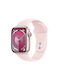 Apple Watch Series 9 Aluminium 41mm Αδιάβροχο με Παλμογράφο (Pink με Light Pink Sport Band (S/M))