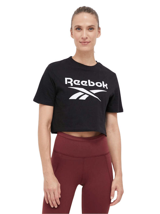 Reebok Identity Damen Crop Top Kurzarm Schwarz