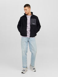 Jack & Jones Men's Fleece Cardigan with Zipper Black
