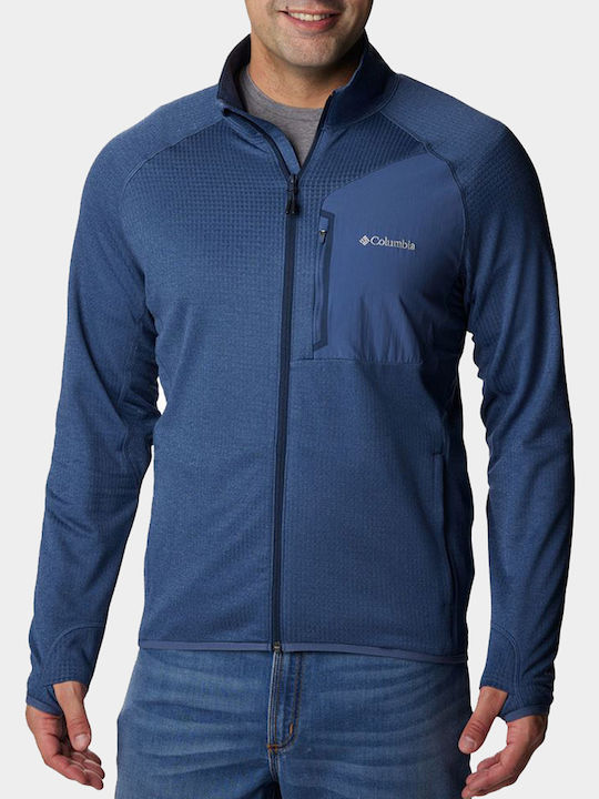 Columbia Full Men's Sweatshirt Jacket with Hood Blue