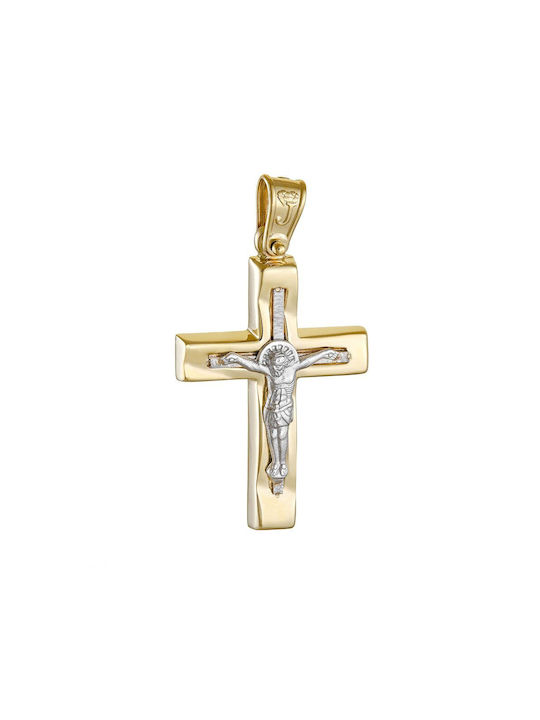 Papoulidis Jewellery Men's Gold Cross 14K with the Crucified with Chain