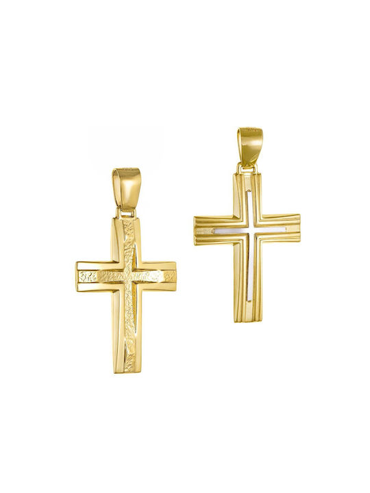 Papoulidis Jewellery Herren Gold Kreuz 14K mit Kette