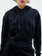 Juicy Couture Women's Cropped Hooded Velvet Sweatshirt Black