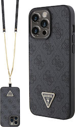 Guess Strass Triangle Metal Logo Plastic Back Cover with Strap Black (iPhone 15 Pro MaxiPhone 15 Pro Max)