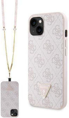 Guess Strass Triangle Metal Logo Plastic Back Cover with Strap Pink (iPhone 15iPhone 15)