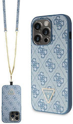 Guess Plastic / Metallic Back Cover with Strap Blue (iPhone 14 Pro Max)